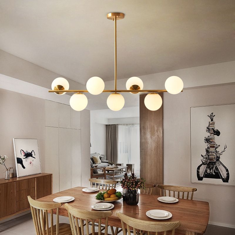 Brass 7-Light Island Light in Modern Luxury Style Copper Globe Pendant Light for Dining Room