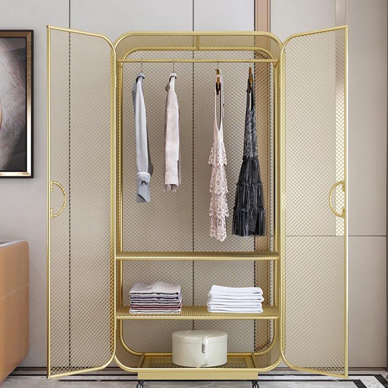 Bedroom Metal Wardrobe Industrial Style Rectangular Wardrobe Closet