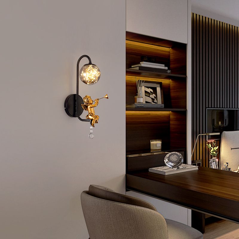 Lámpara esférica liviana nórdica estilo creativo de vidrio 1 apliques de luz con modelo de ángulo