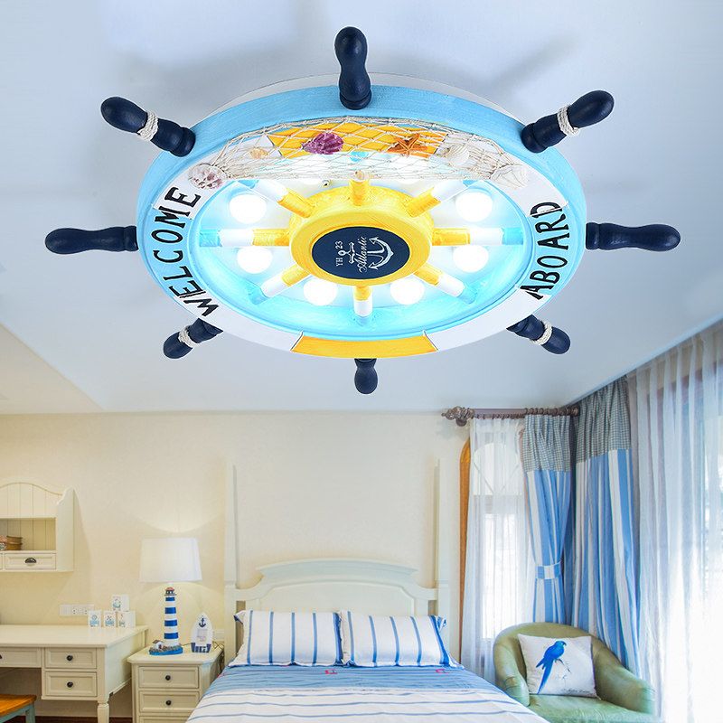 Holz Ruder Shaped Flush Mount Befestigung Cartoon Stilvolle LED Sky Blue/White Deckenleuchte