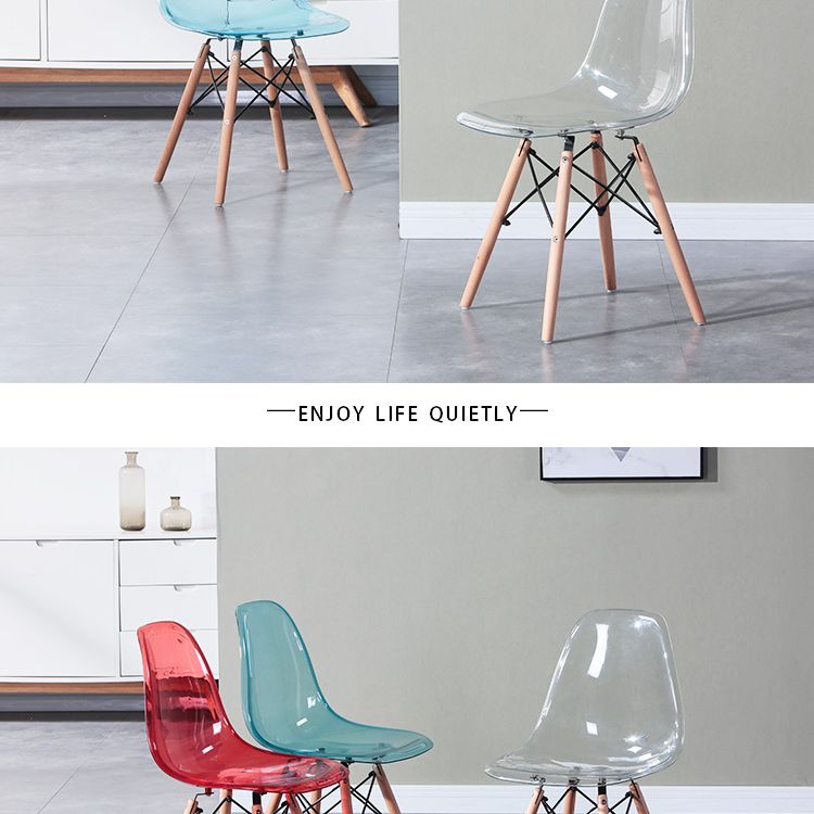 Glam Style Acrylic Side Chair Transparent Armless Dining Chairs for Home