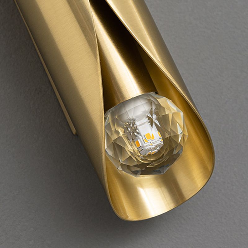 Solid Brass Wall Light Post Modern Tube Shape Wall Mounted Sconce with 2 Lights