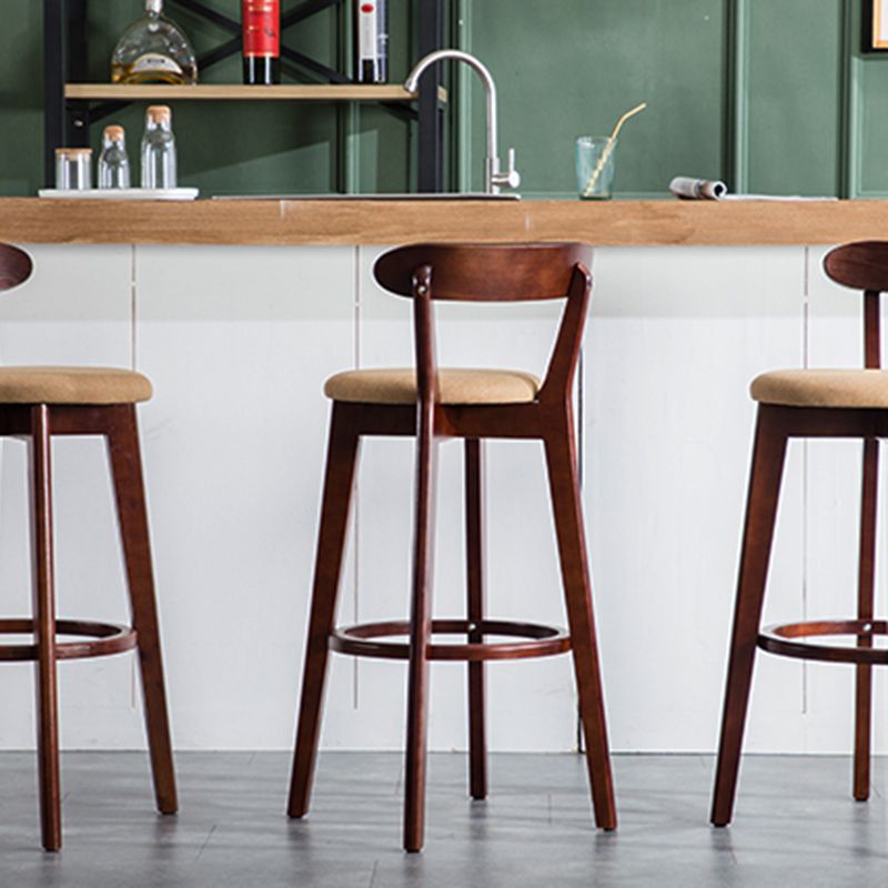 Contemporary Solid Wood Barstool Bristol Bar Stool with Footrest and Low Back
