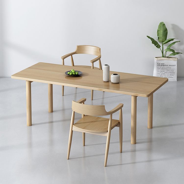 Contemporary Solid Wood Dining Table Natural Rectangle Table with 4 Legs