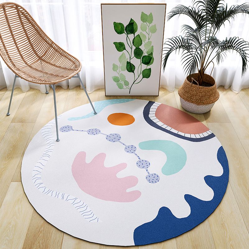 Light Pink Striped Rug PVC Minimalist Rug Non-Slip Backing Rug for Home Decor