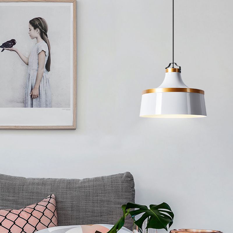 Minimalistische Drum Metall -Anhänger Beleuchtung 1 helles Pendel hell in Grau/Weiß/Blau für Esszimmer