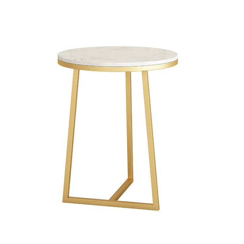 Round Marble Top End Table Metal Frame Sofa Side End Table for Living Room