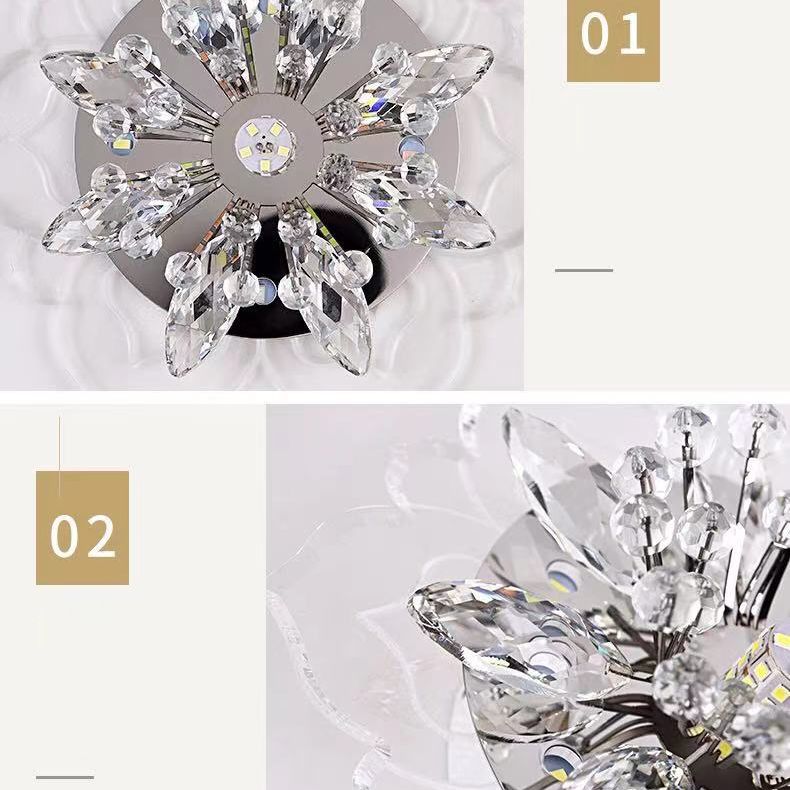 Flower-shaded Flush Mount Ceiling Light Fixture Modern Crystal Flushmount Recessed Lighting