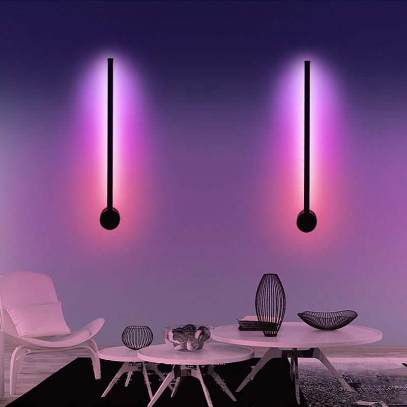 Modern Style Linear Wall Sconces Metal 1 Light Wall Mount Light Fixture in Black