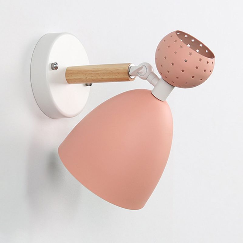 Contemporary Macaron Metal Wall Light Wood Lighting for Room Home