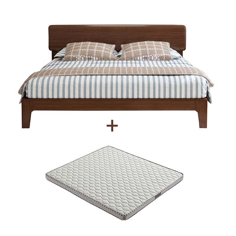 Traditional Solid Wood Panel Bed 34.65" H Low Profile Bed Frame Set in Brown