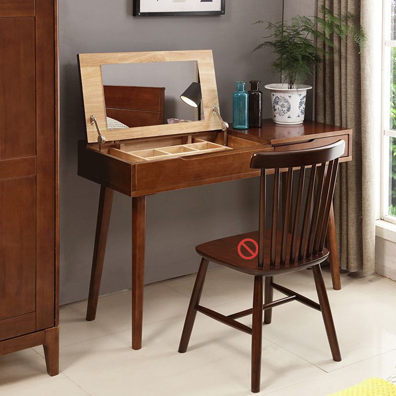 17.71" Wide Vanity Table with 2 Storage Drawer Wooden Flip-Top Makeup Table