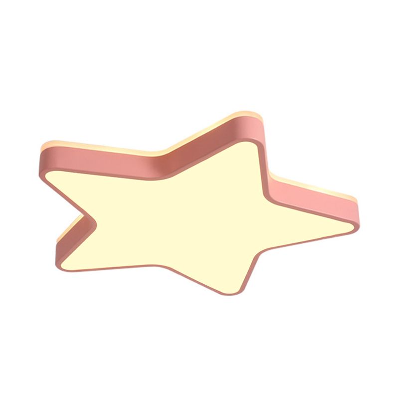 Pink/Blue/White Star Flush Light Cartoon Acrylic LED Flush Mount Ceiling Light in Warm/White Light for Childrens Bedroom