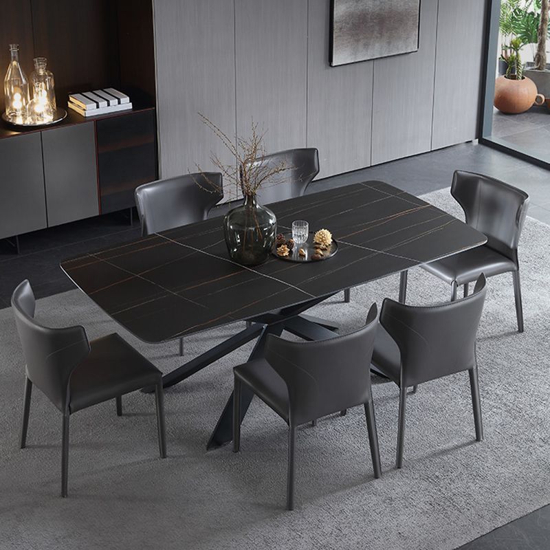 Wingback Armless Dining Chairs Modern Faux Leather Side Chair