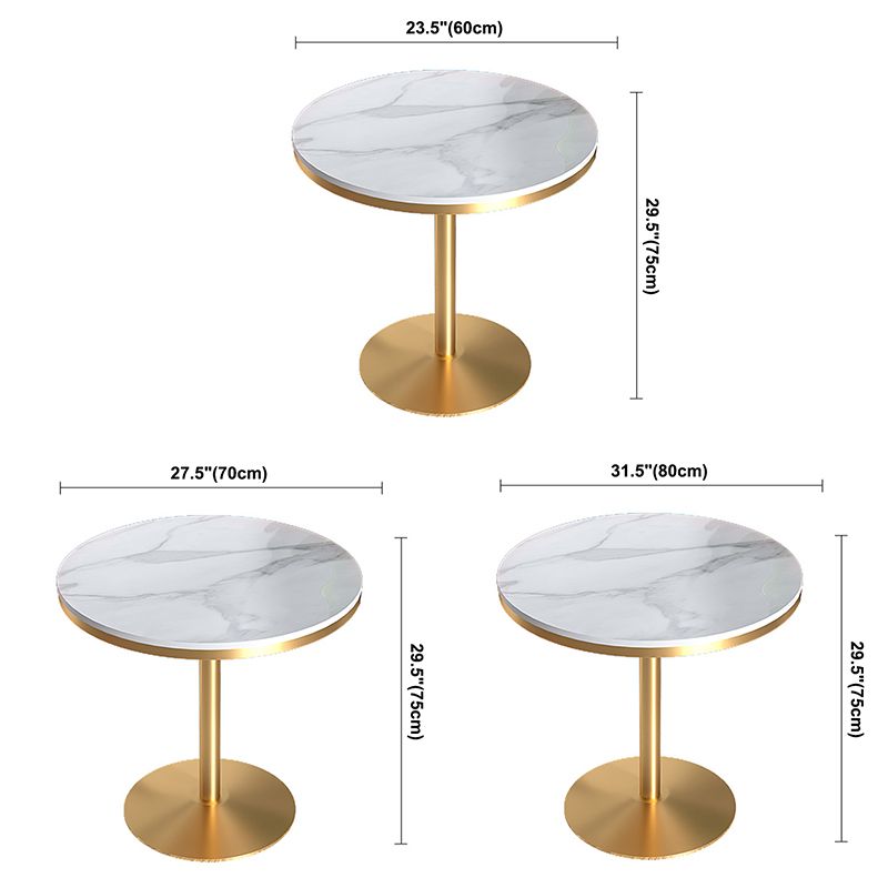 Table à manger en pierre frittée de style moderne, table ronde blanche avec base en tulipe
