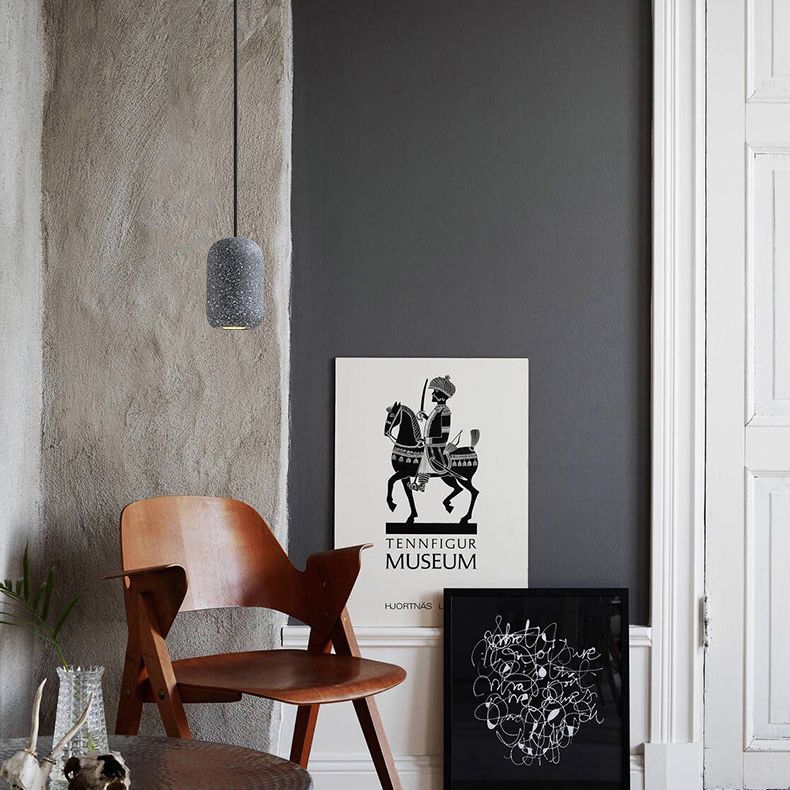 Lámpara de suspensión modernista de luz colgante de cemento cilíndrico para dormitorio