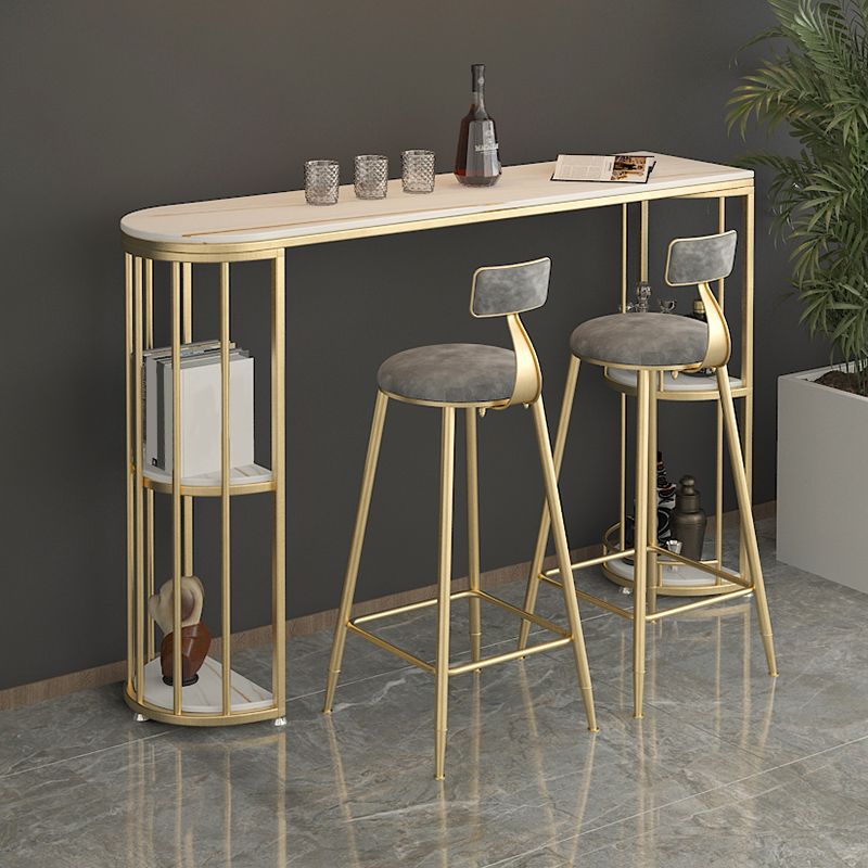 Free Form Counter Height Dining Table with Storage Modern Bar Dining Table