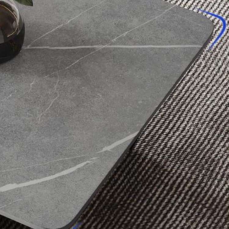 15.7" H Rectangle Slate Coffee Table Metal 4 Legs Cocktail Table with Shelf