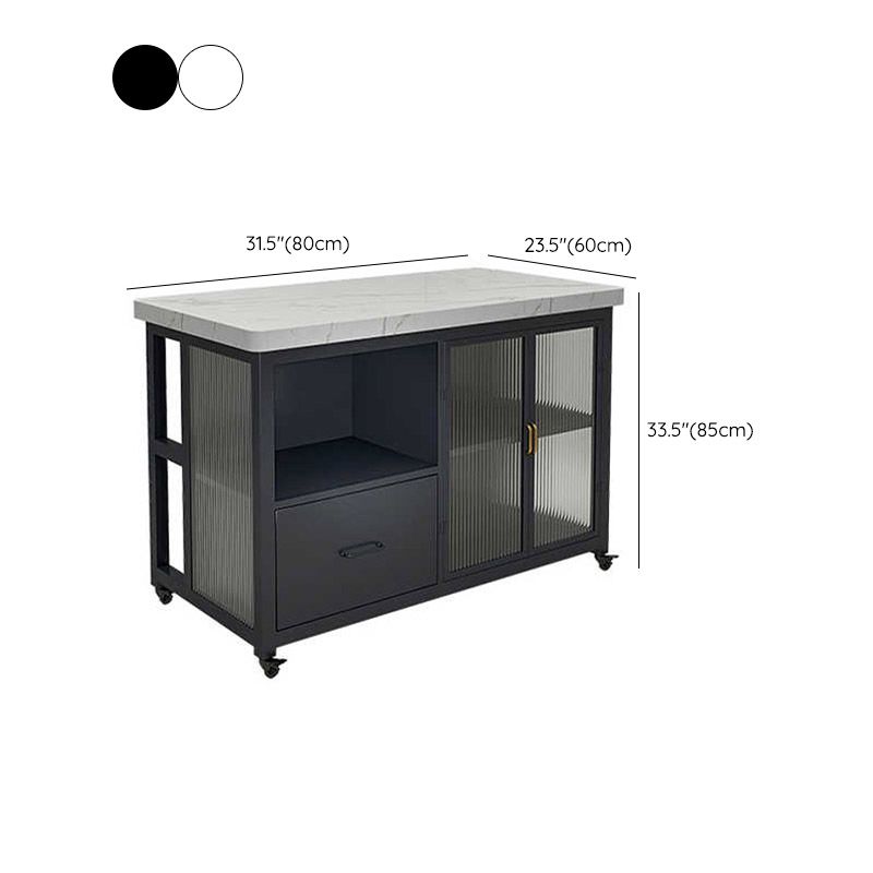 Modern Prep Table Rectangular Rolling Dining Room Kitchen Trolley