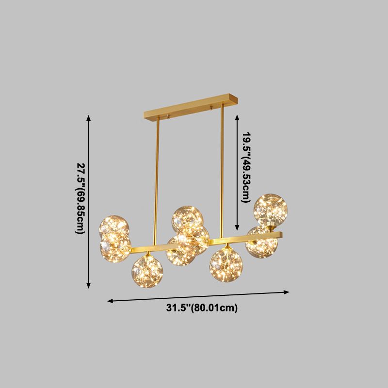 Luces de lámparas de la isla contemporánea Sphere Glass Island Lights in Gold