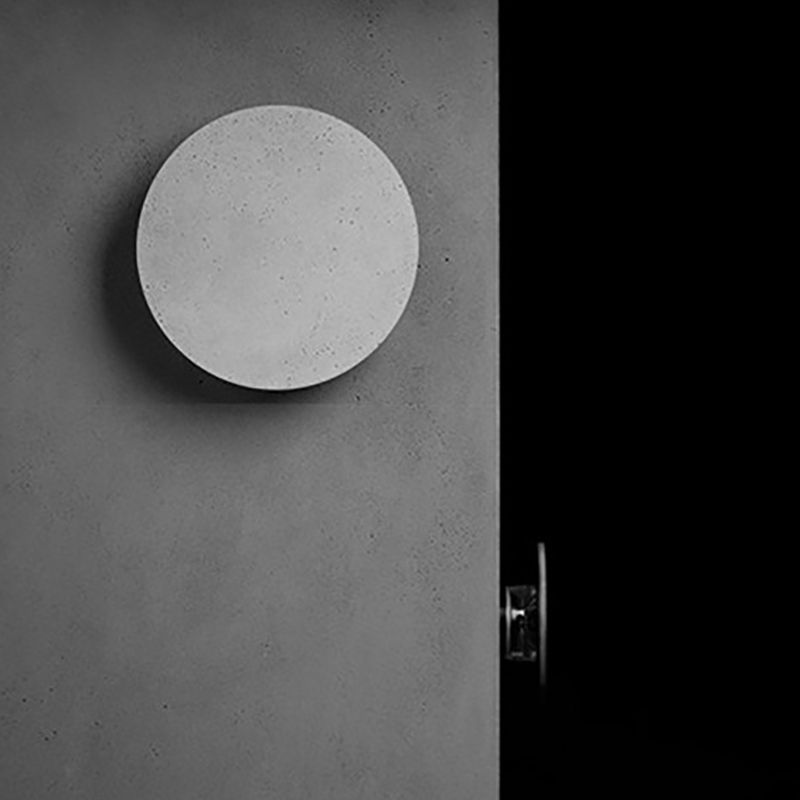 Luz de pared de cemento de estilo moderno aplique de pared redonda en gris para sala de estar