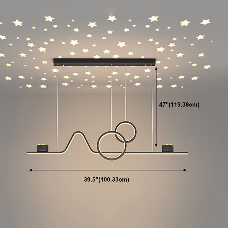 Nordic Metal Island Light Geométrico 39.5 "de ancho Multi Light Island Colgante para comedor