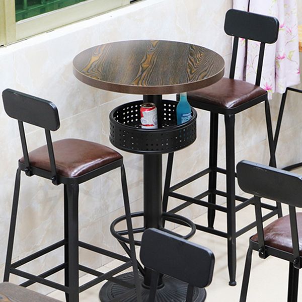 Industrial Wood Top Bistro Table Matte Finish Bar Table for Small Places