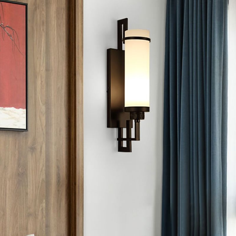 Modern Style Glass Wall Light Cylinder 21.5" High Wall Sconce for Living Room