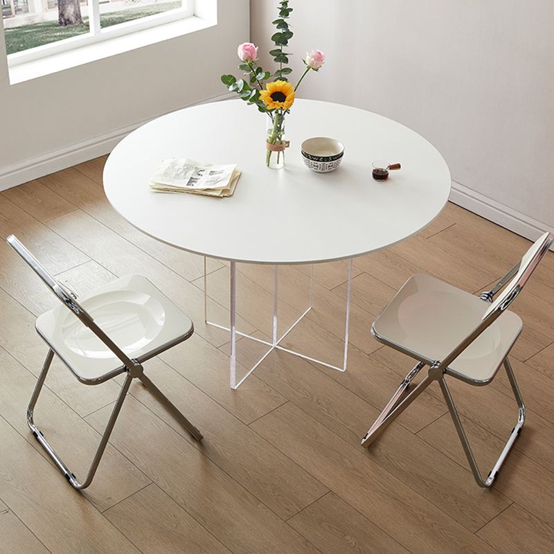 Modern Dining Set 1/3/4/5 Pcs Round Dining Table with Side Chairs in White