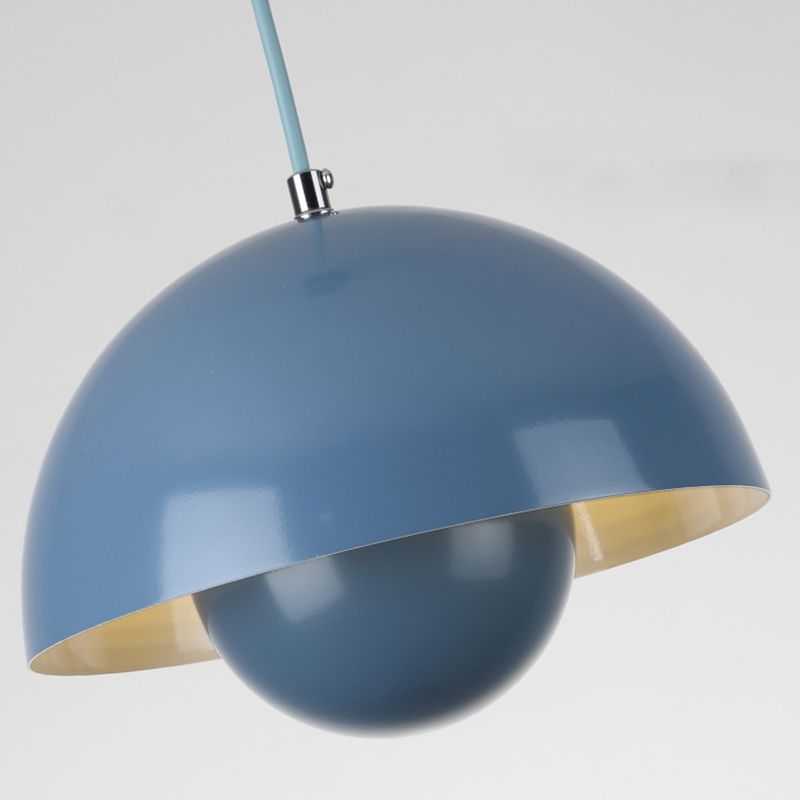 1-Light Hanging Light Fixture Macaron Style Pendant Lamp with Iron Shade for Living Room