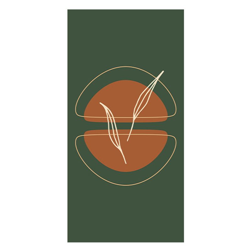Dark Green Pattern Rug Modern Polyester Rug Washable Rug for Living Room