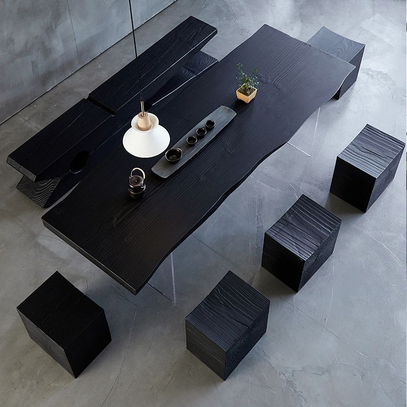 Modern Black in Pine Dining Table Specialty Dining Table for Kitchen