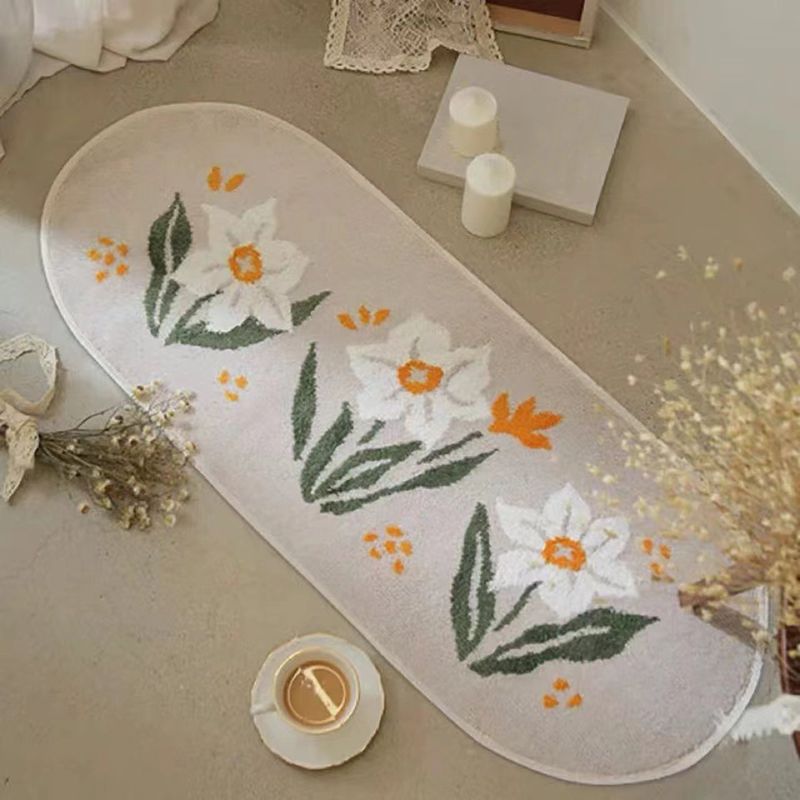 Alfombra de decoración de plantas de flores alfombra interior polyster anti-deslizamiento de respaldo de área lavable alfombra