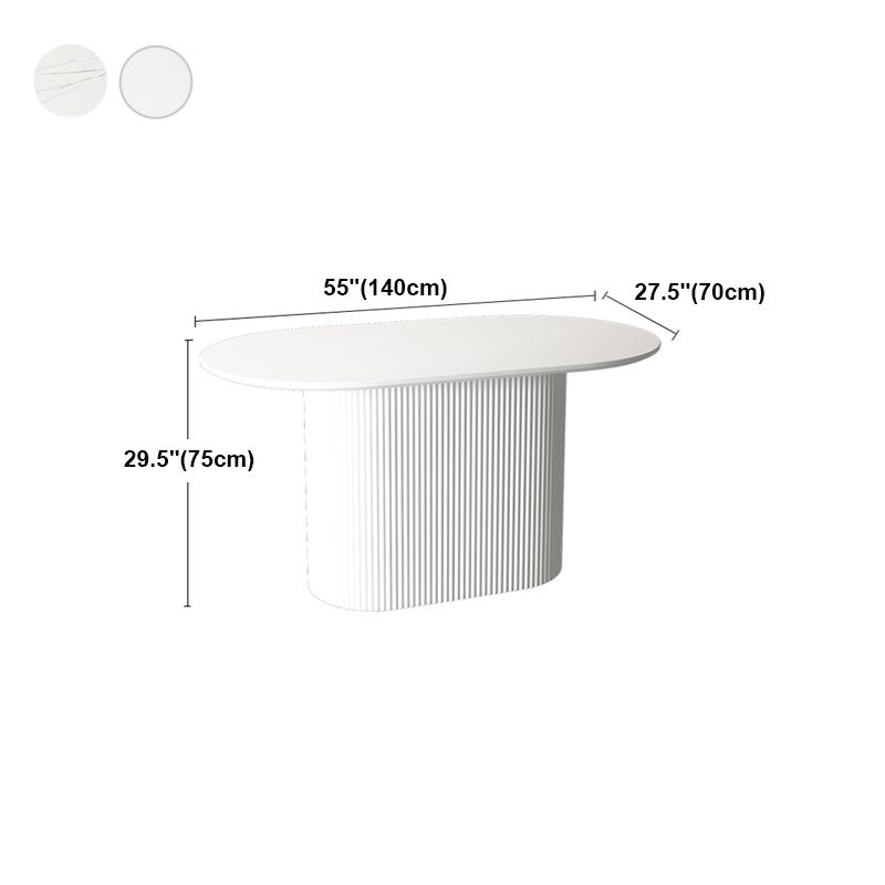 Mesa de comedor ovalado contemporánea de la base de madera sólida con base de pedestal
