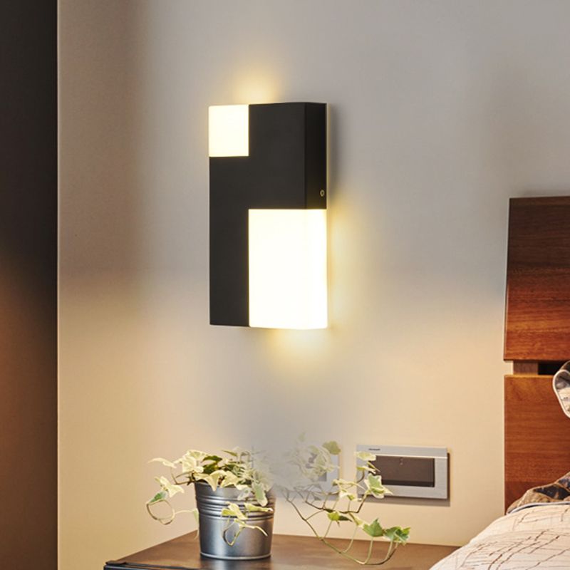 White/Black Rectangular Sconce Light Minimalist LED Acrylic Wall Mounted Lamp for Bedside