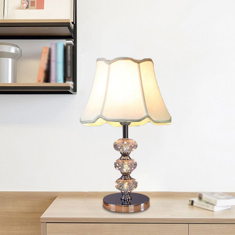 Stof cilindrische schaduw bestudeer licht eigentijdse 1 kop nachtkastje verlichting in zilver/beige/koffie met kristallen lamppost