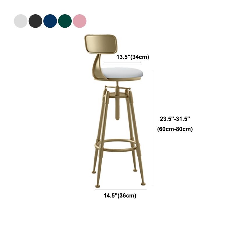 Glam Liftable Rotatable Counter Stool Iron Cafe Bar Stool with Cushion and Pedal