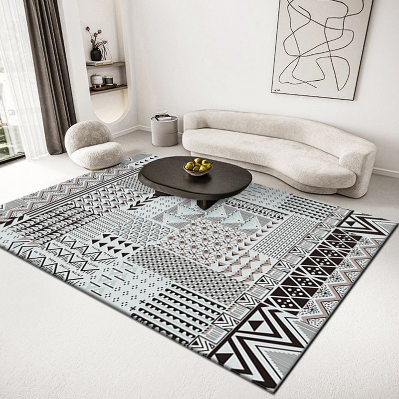 Persian Tribal Pattern Rug Polyester Carpet Non-Slip Backing Area Rug for Home Decoration