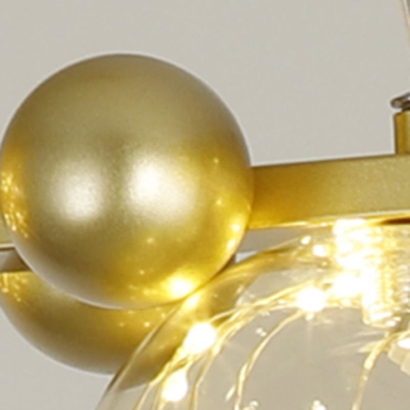 Contemporary Island Light Sphere Glass Island Pendant Lights in Gold for Kitchen