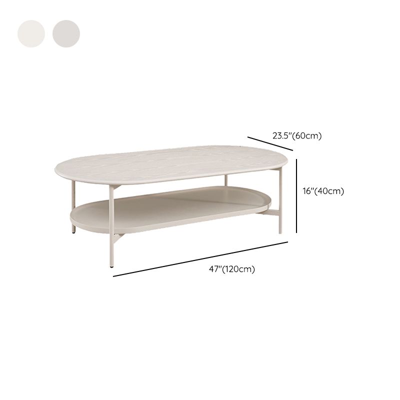 4 Legs Coffee Cocktail Table Wooden Oval Coffee or End Table with Shelf