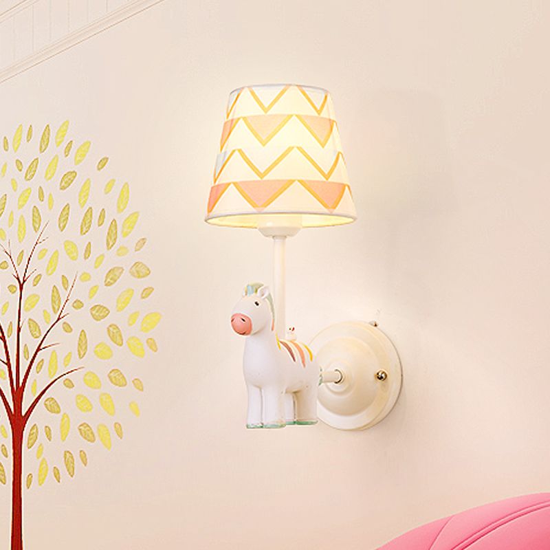 Cartoon Style Wall Light Fabric Shade Wall Lamp for Children's Room (Included Doll)