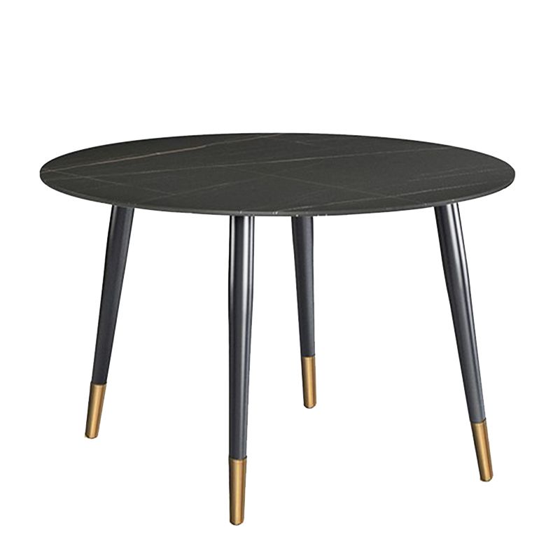 Round Metal 4 Legs Dining Table Black Frame Traditional Luxury Dining Table