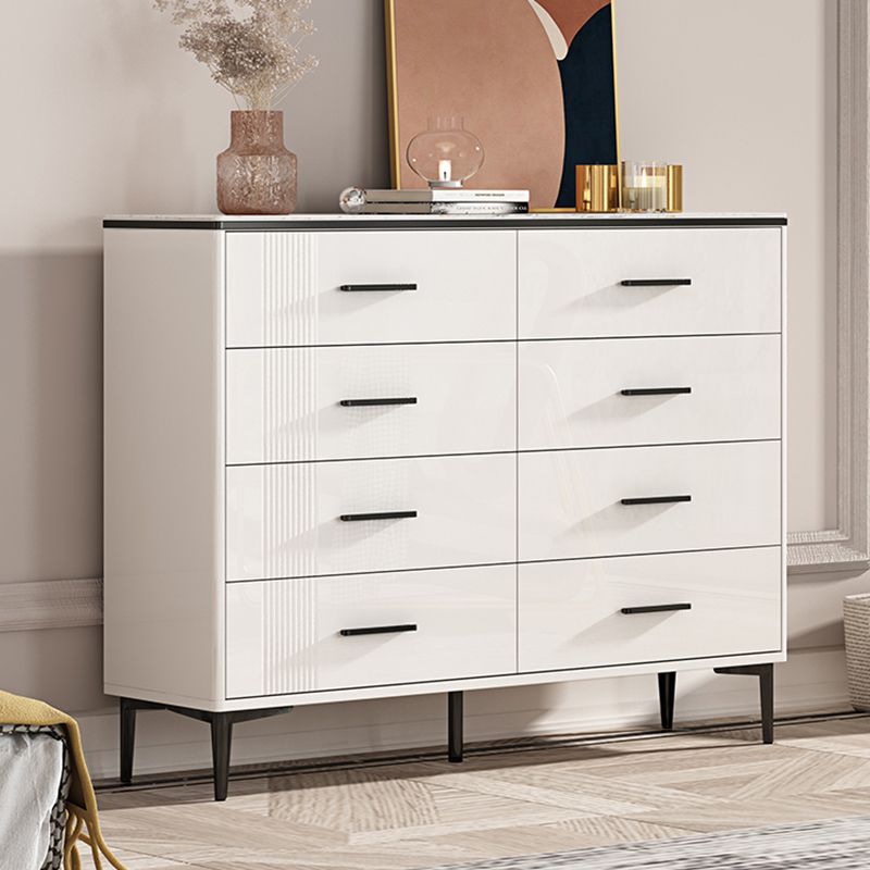 Contemporary Glam Stone Storage Chest Home Chest in White with Drawers