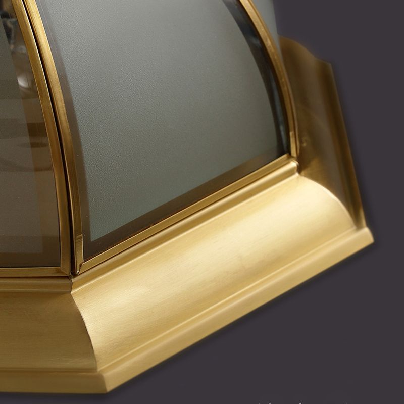 Shaded Living Room Flush Mount Light Fixture Traditional Glass Gold Flushmount Ceiling Lamp