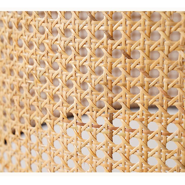 Drum Rattan Schatten Anhänger Hanging Lamp Asia Style 1 Licht hängende Deckenleuchte im Beige für Wohnzimmer