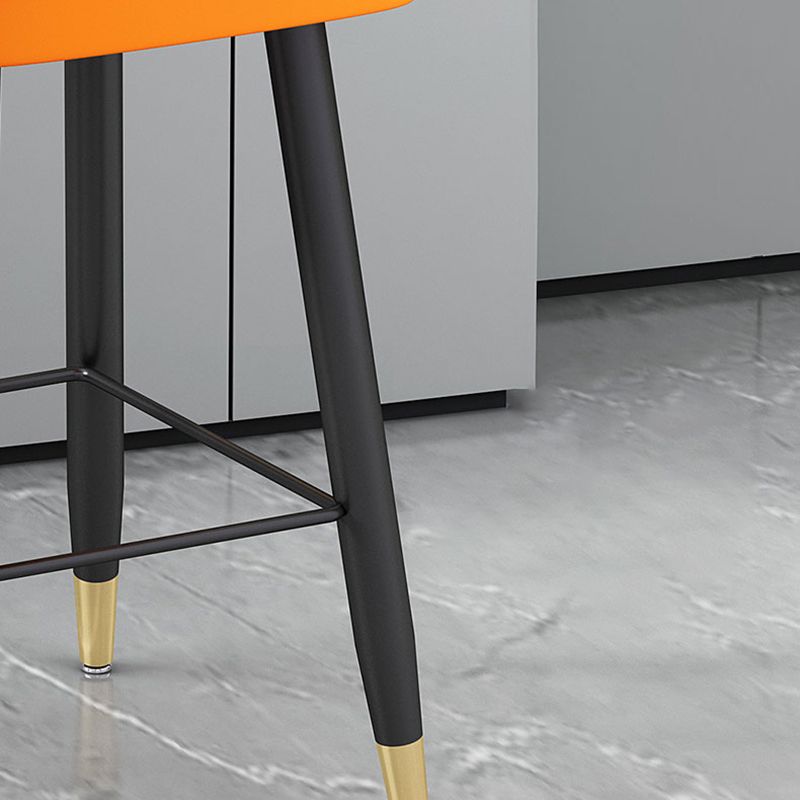 Modern Bucket Seat Bar Stools Faux Leather Low Back Barstool