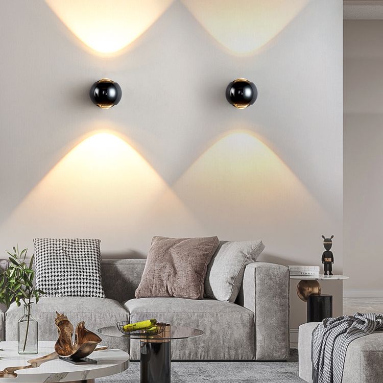 Kugelform Metallwandbeleuchtung moderner Stil 2 Leuchten Wandmontierte Beleuchtung