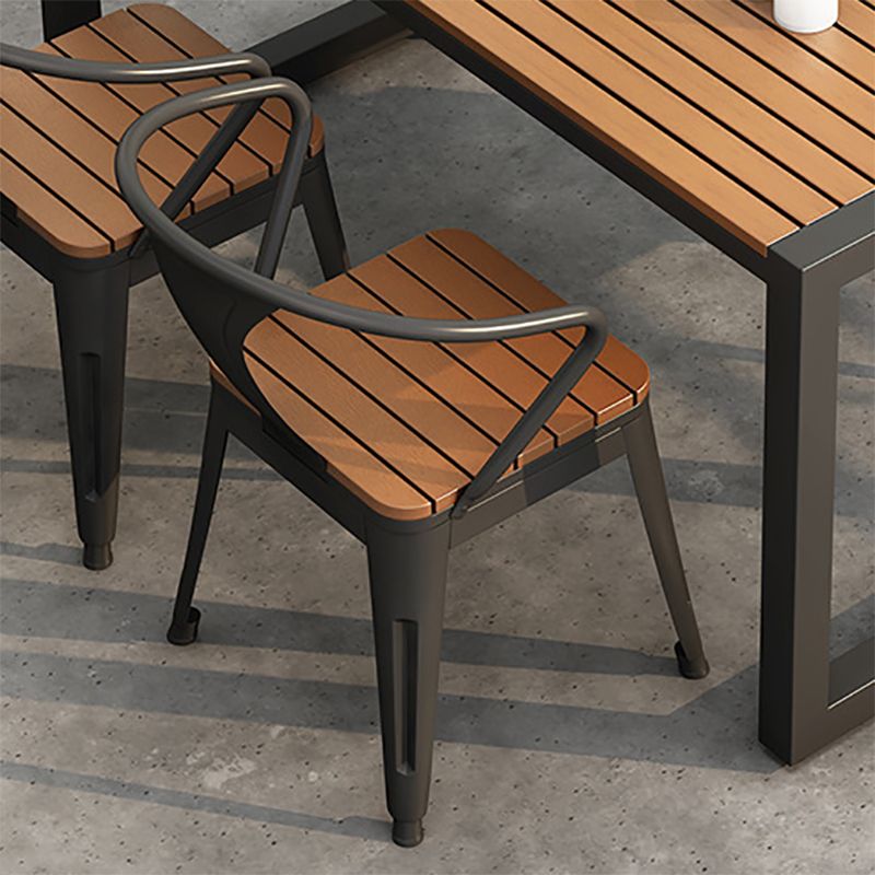 Industrial Arm Chair Iron Black Open Back With Arm Dining Armchair