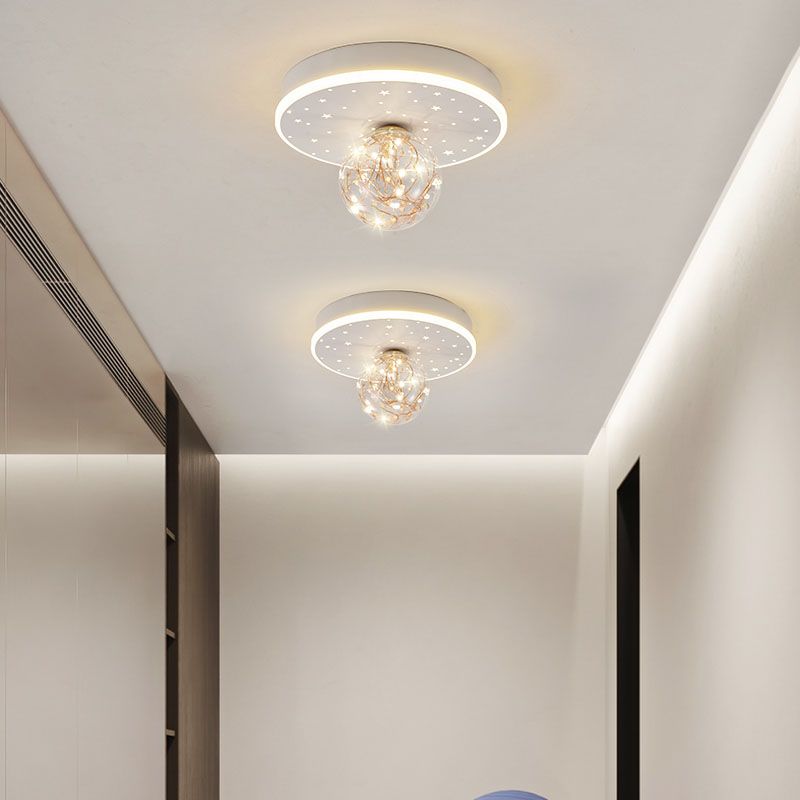 Nordic Style Geometric Ceiling Light Glass Gypsophila Flush Mount Light for Bedroom