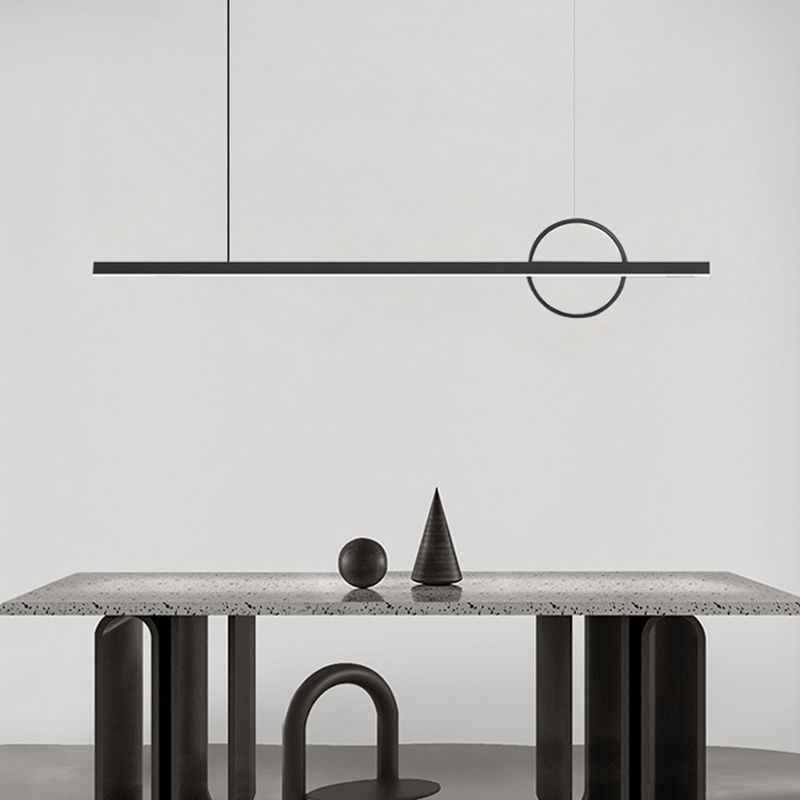 Minimalism Hanging Light Metal Island Light Fixture in Black for Dining Room